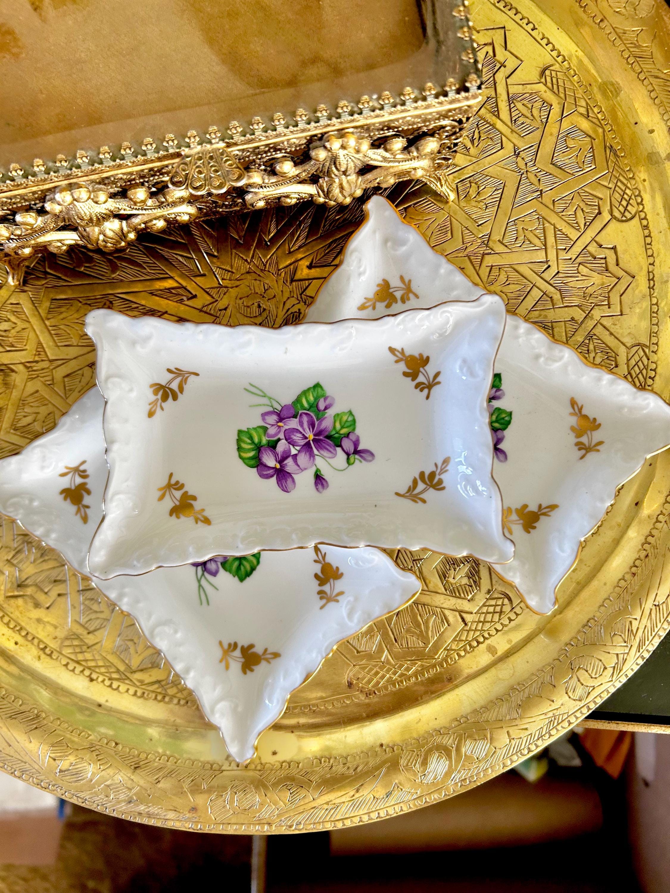 Royal Crown Bone China Woodland Violets Trinket Dishes