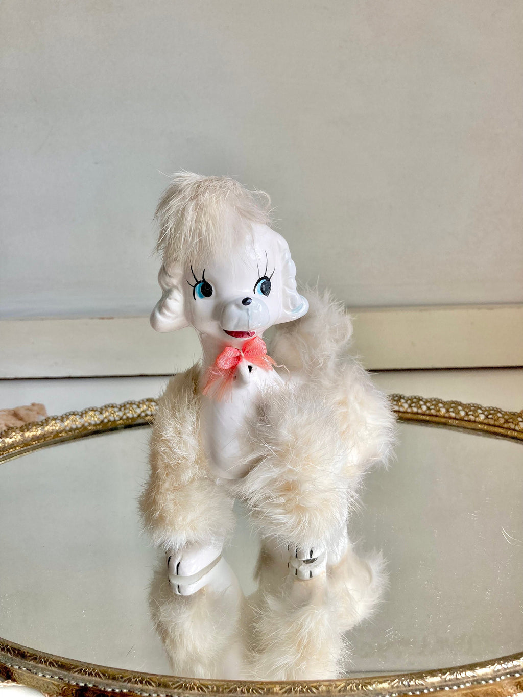 Midcentury Anthropomorphic Ceramic Dog, Cat, Skunk - Hand painted, applied Fur - Japan - Choose from 3