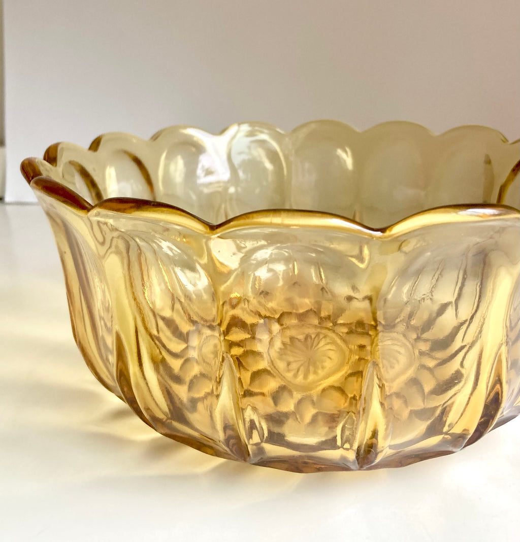 Vintage Anchor Hocking Amber Glass Bowl: 1970s Fairfield Design