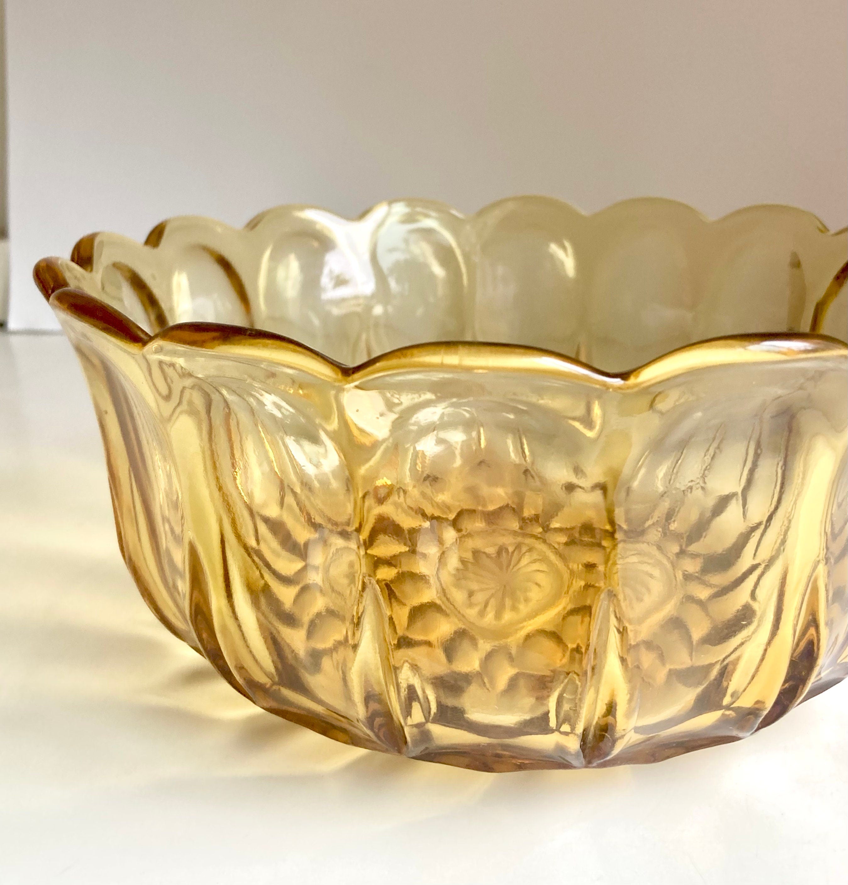Vintage Anchor Hocking Amber Glass Bowl: 1970s Fairfield Design