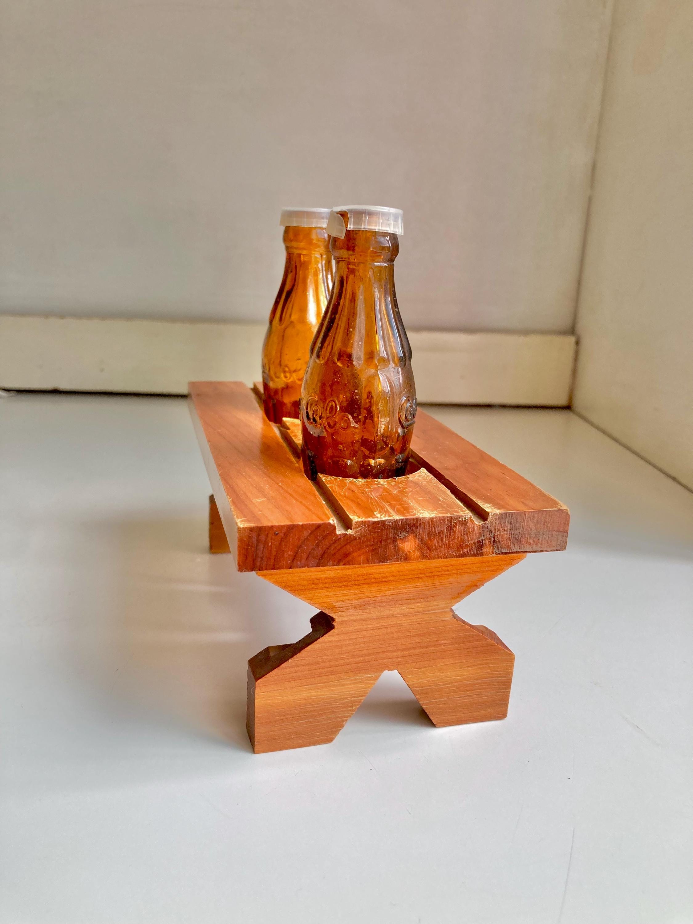 Vintage Salt and Pepper Shaker Set with Coca Cola Bottles and wooden Picnic Table