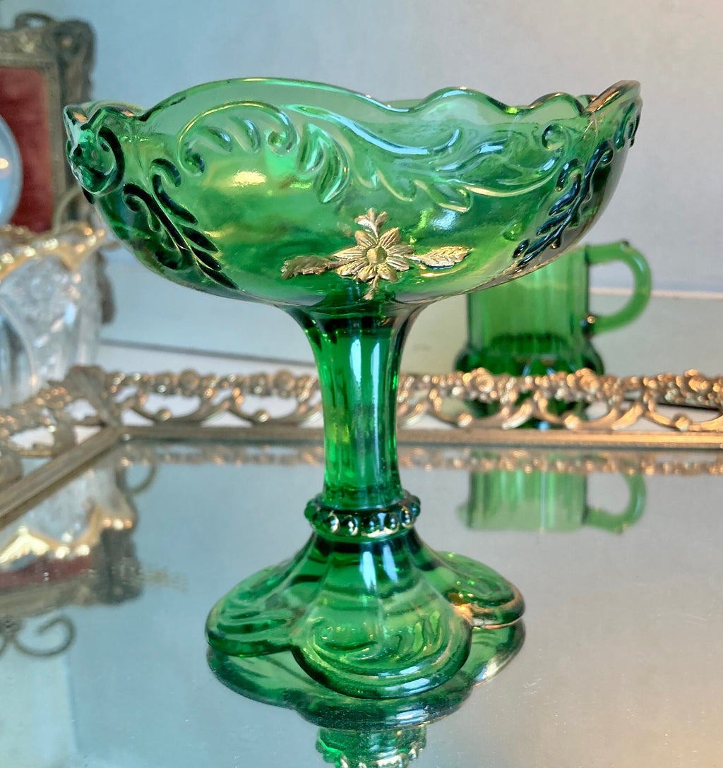 Antique EAPG Emerald and Gold Trim Glassware: Choose from 4