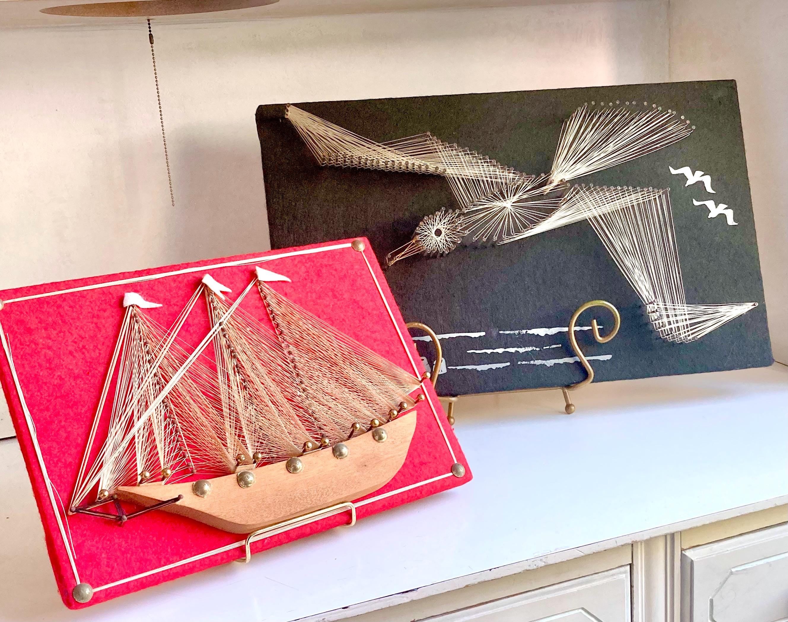 Vintage Nautical String Art – Handmade Felt Ocean Wall Decor