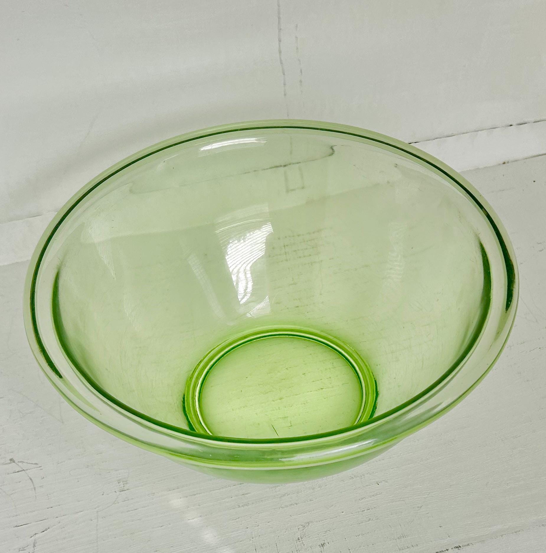 Vintage Uranium Glass Mixing / Serving Bowl by Hemingray Glass Co