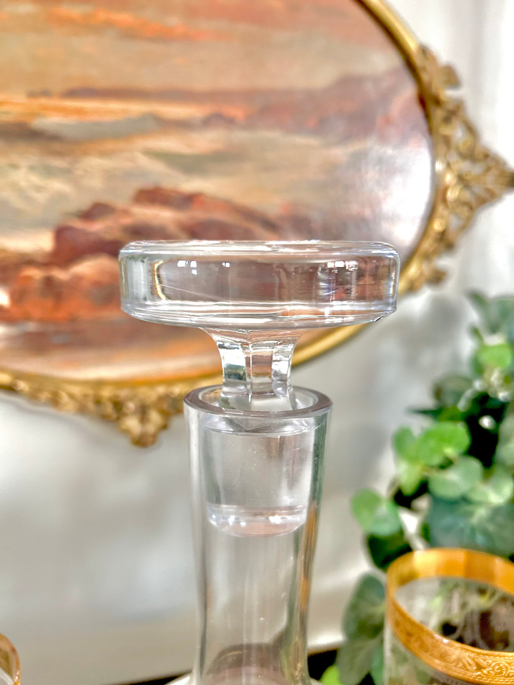 Vintage MCM Cut Crystal Glass Decanter
