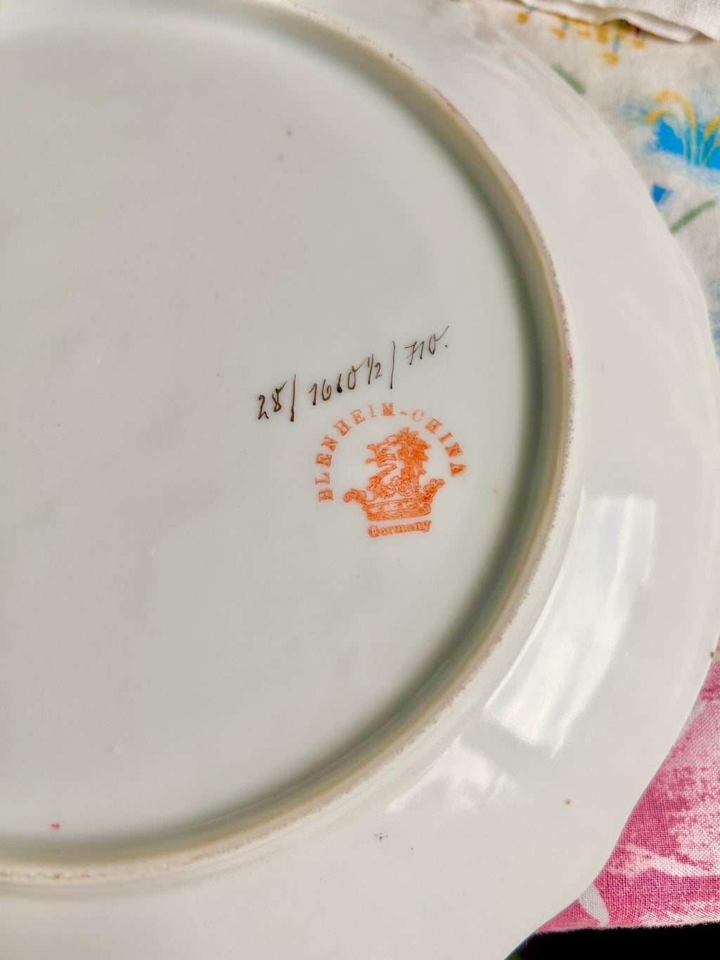 Vintage Blenheim China Plate: Pink Blossom Pattern, Gold Trim