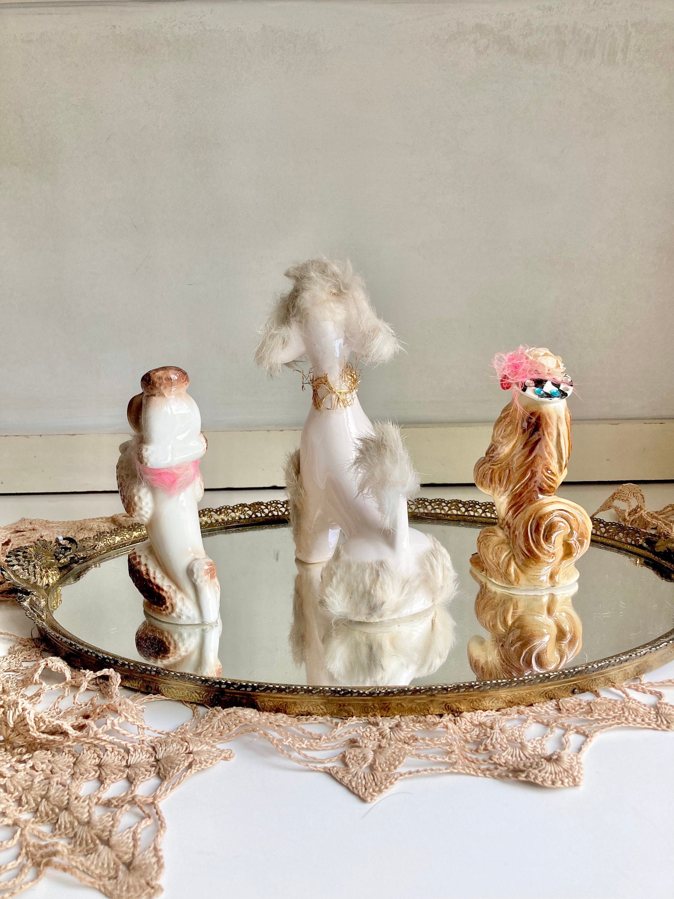 Midcentury Anthropomorphic Ceramic Dogs with applied Fur - Japan - Choose from 3