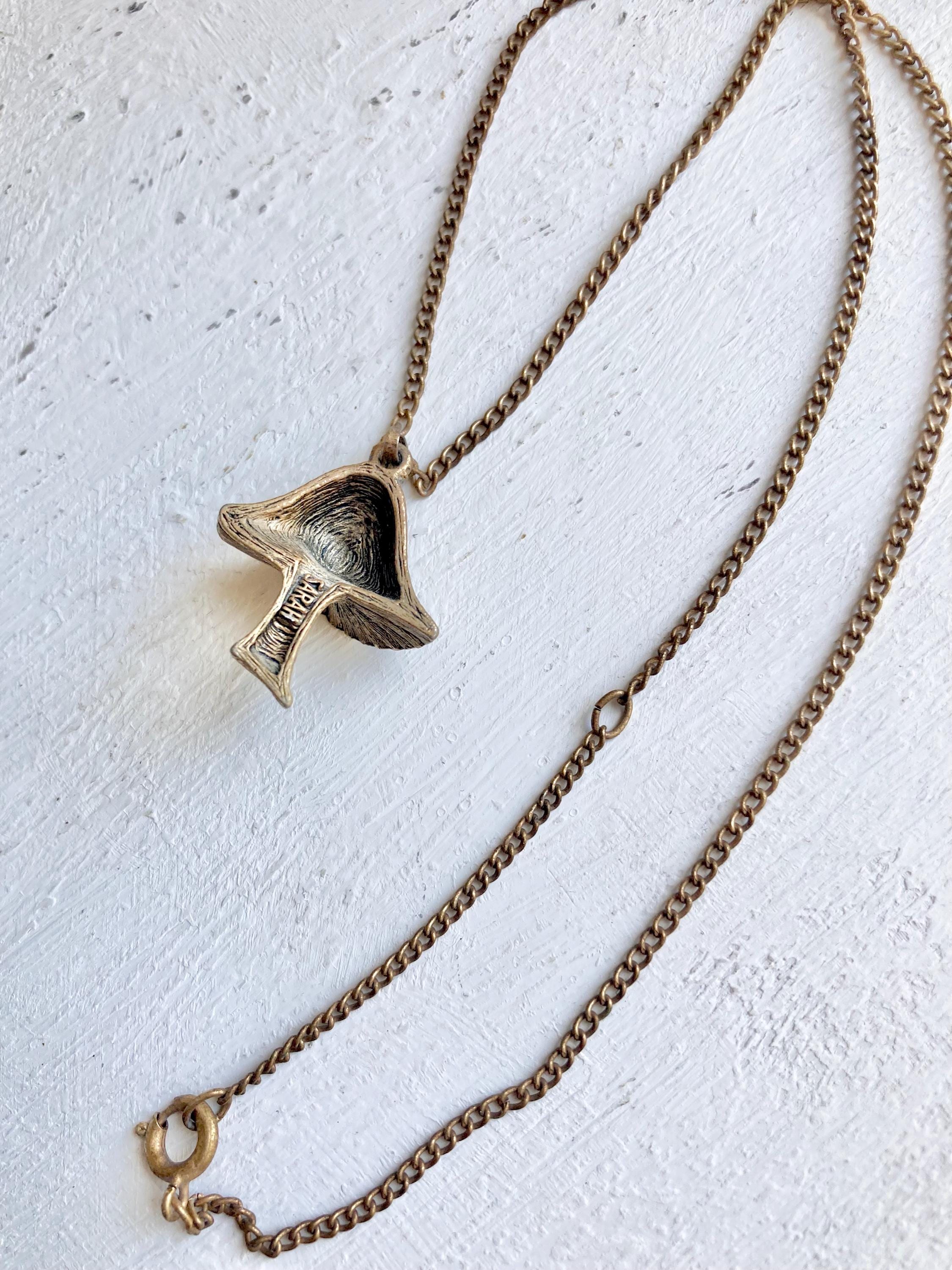 Vintage Gold Tone Necklace: Sarah Coventry Mushroom Pendant or Long Filigree Chain