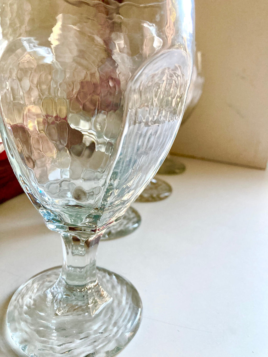 Set of 4 Vintage MCM Libbey Chivalry Clear Goblets - Textured Paneled Glass 6.5"