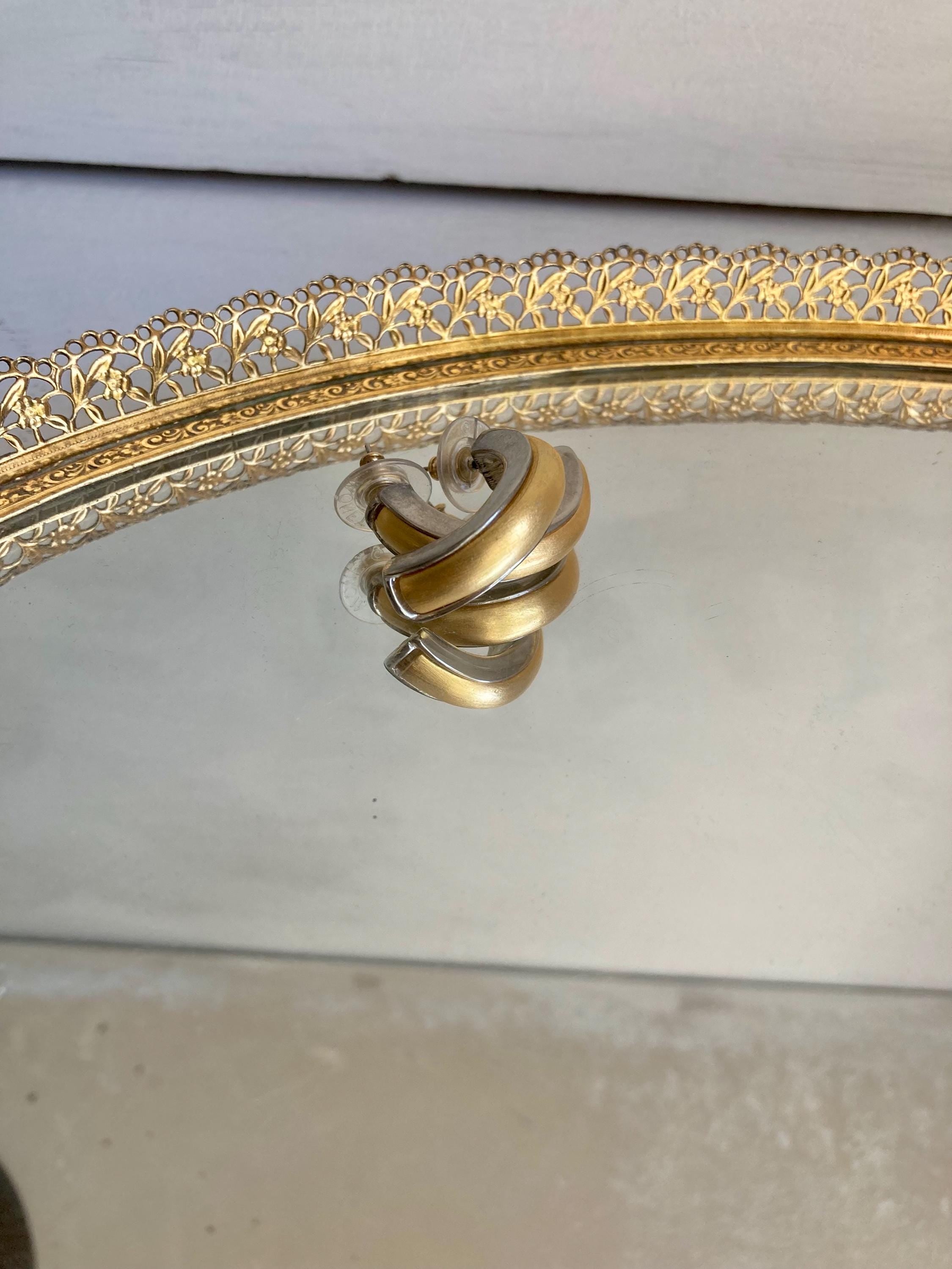 Vintage 1980s Two-Tone Half Hoop Earrings: Gold & Silver Tone