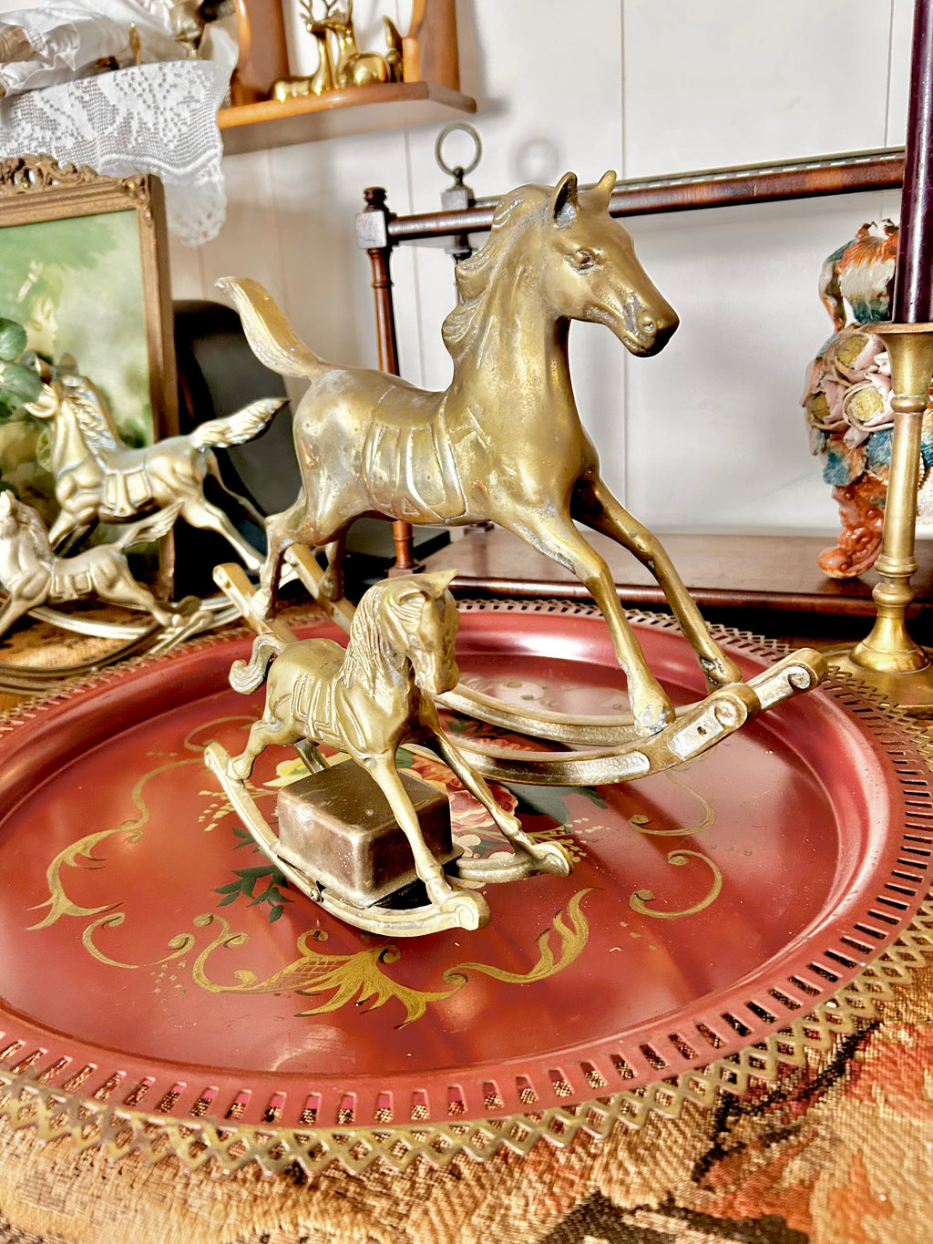 Vintage Solid Brass Rocking Horses