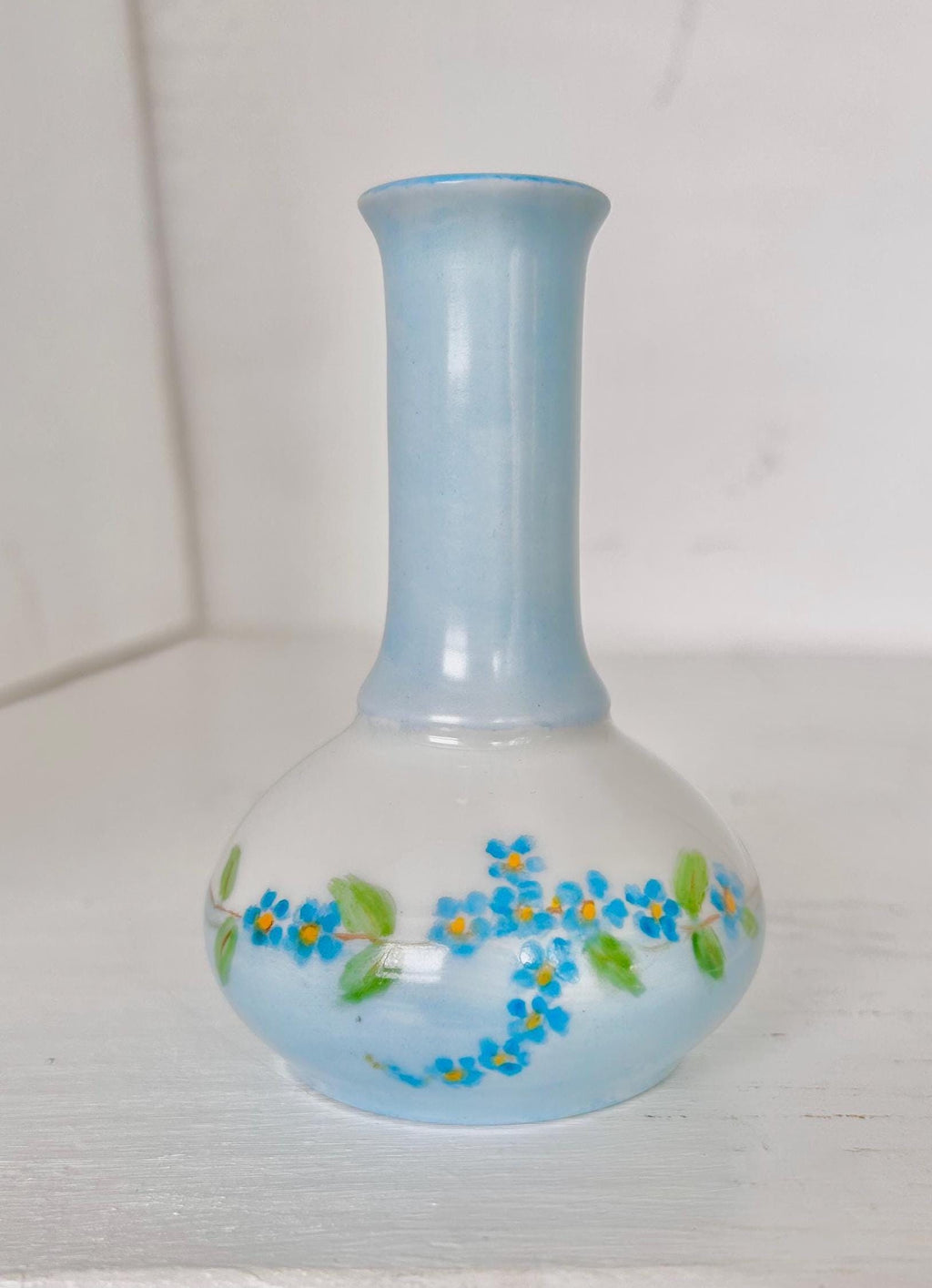 Antique Bud Vase with Handpainted Blue Forget-me-nots by Oscar & Edgar Gutherz, Austria