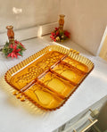 Vintage Amber Glass Tray: Indiana Glass Harvest Divided Platter