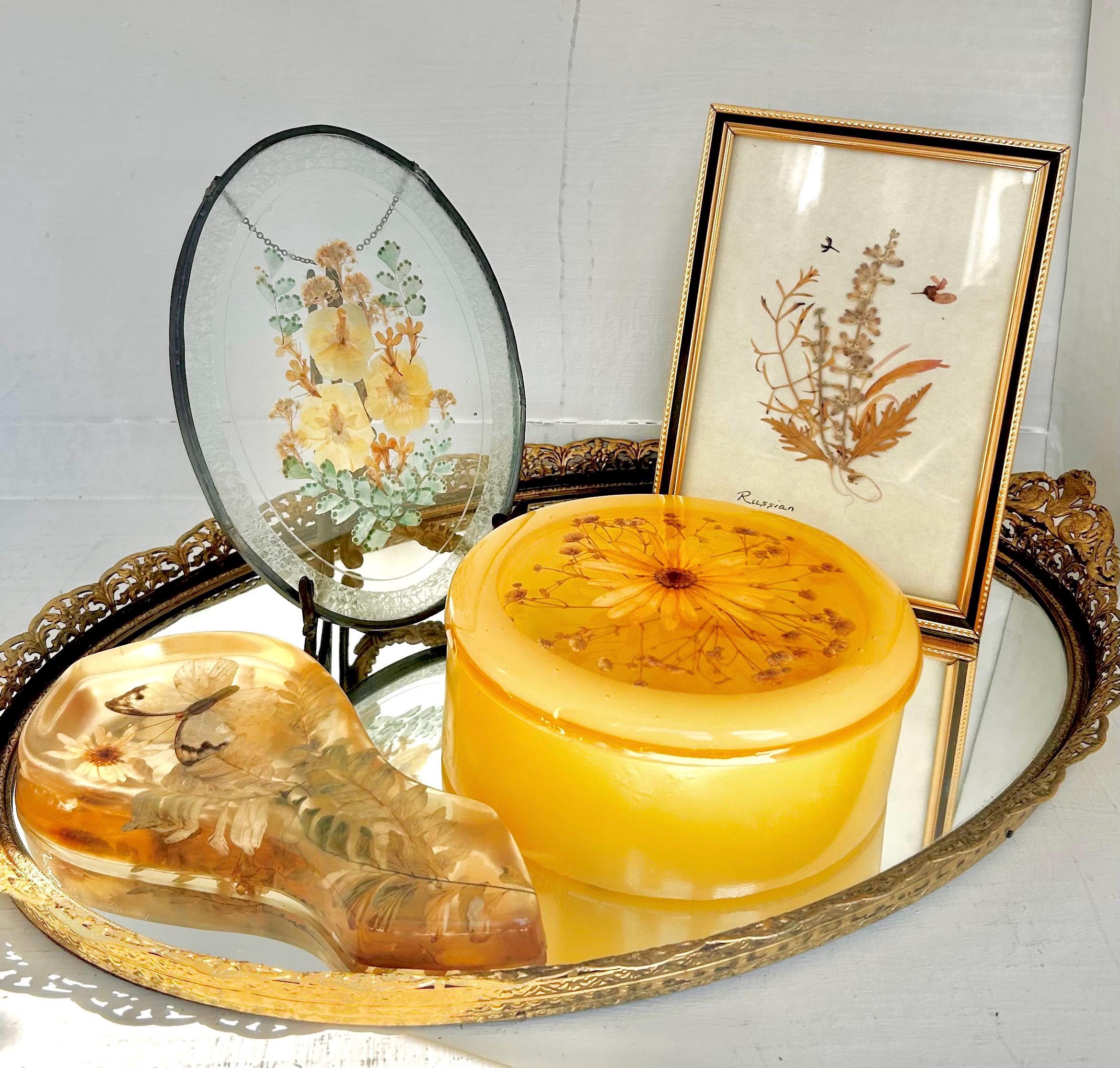 Vintage Pressed Flower Decor - Choose from Framed Art, Resin Containers