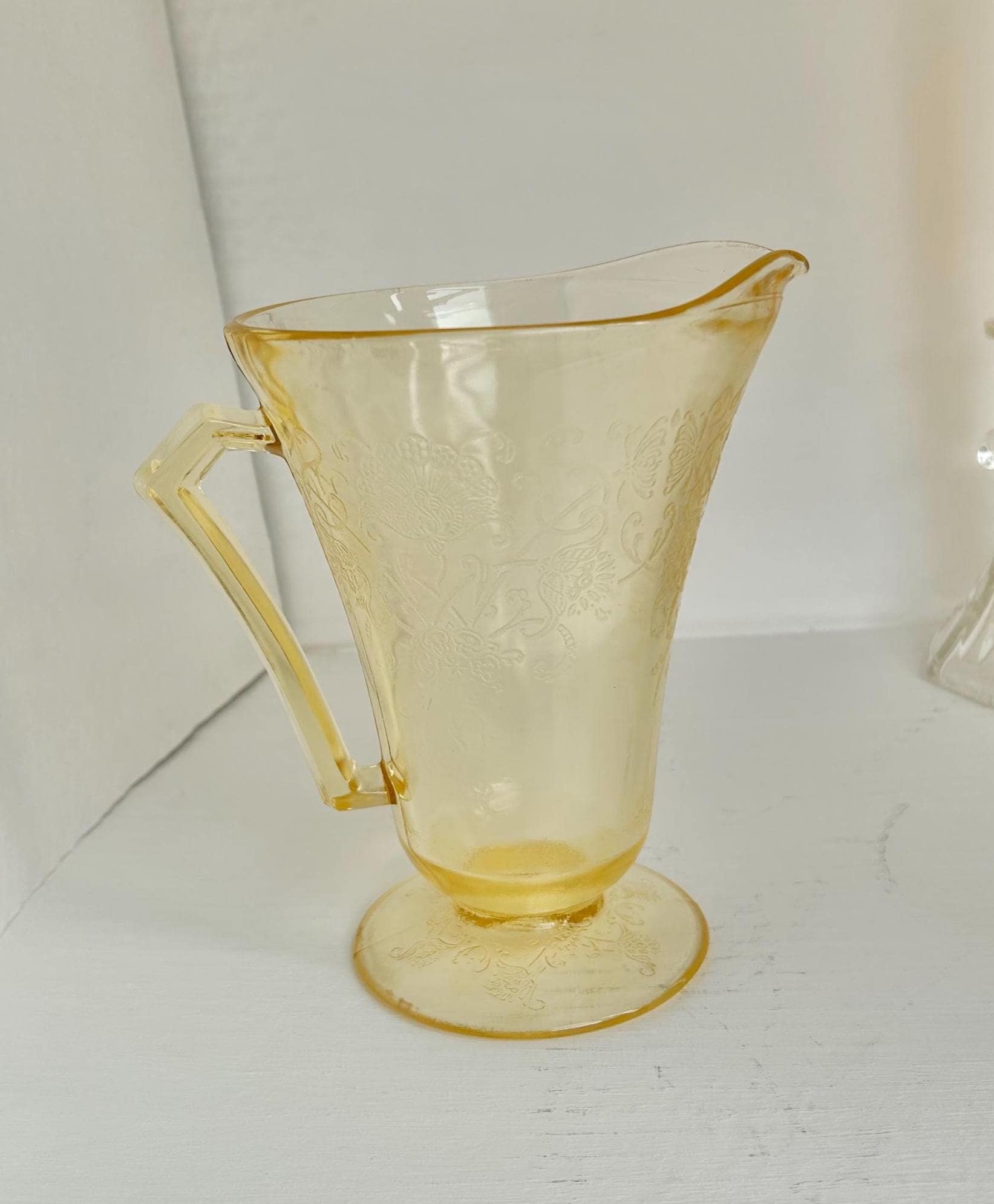 Vintage Hazel Atlas Yellow Depression Glass Pitcher – Florentine Poppy Pattern
