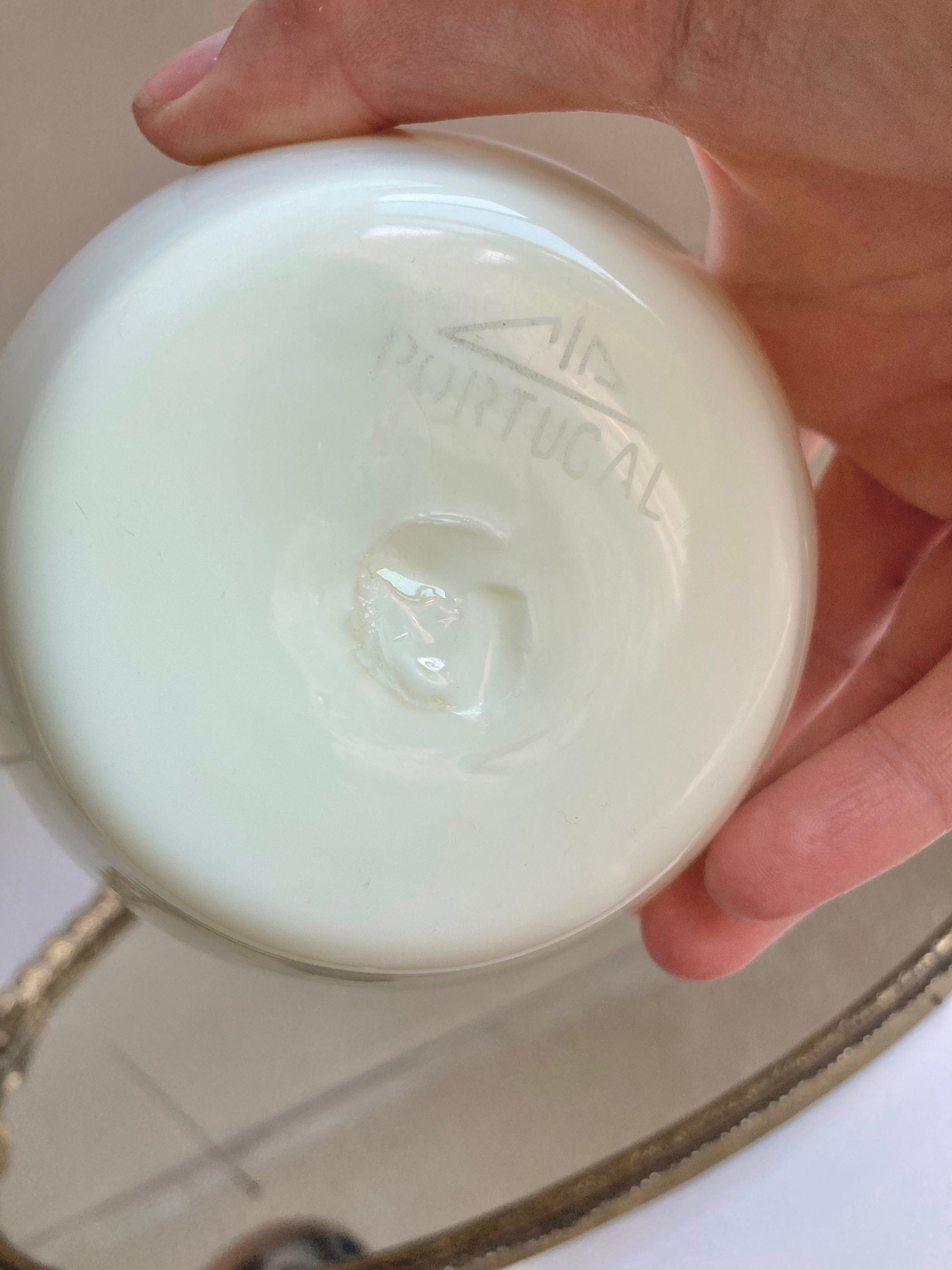 Vintage Blown Milk Glass, Crimped Rim Vase - Portugal