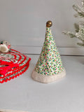 Vintage Mini Quilted Christmas Cap: Faux Fur Lined Santa Hat with Brass Bell