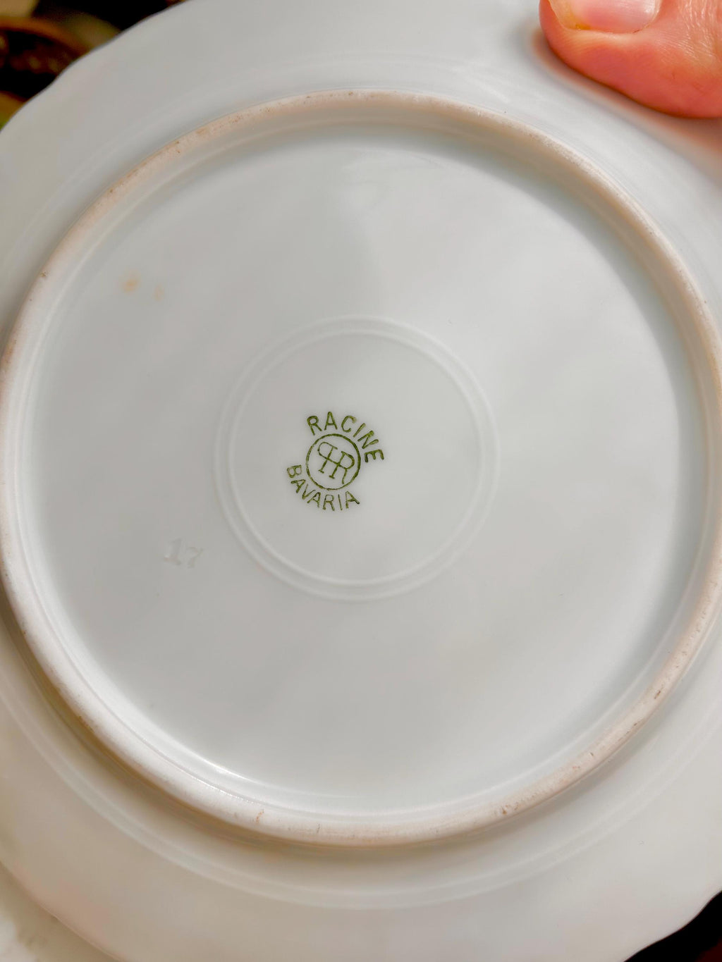 Vintage Bavaria Porcelain Plate: Shamrock Fern Leaf Gold Trim Detail