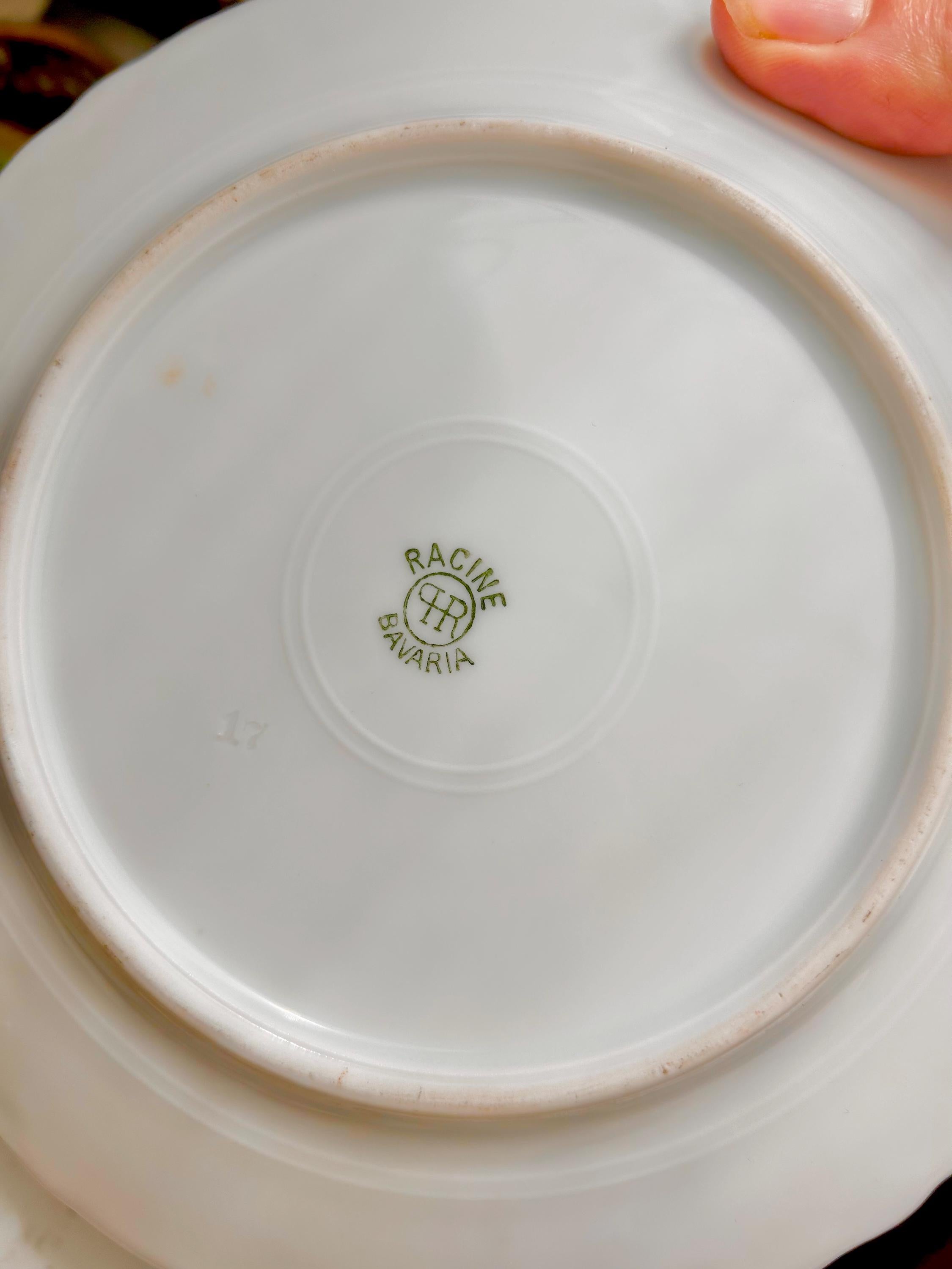 Vintage Bavaria Porcelain Plate: Shamrock Fern Leaf Gold Trim Detail