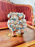 Antique English Barbotine Majolica Footed Vase