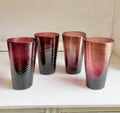 Vintage Hand Blown Amethyst Swirl Glass Tumblers - Set of 4