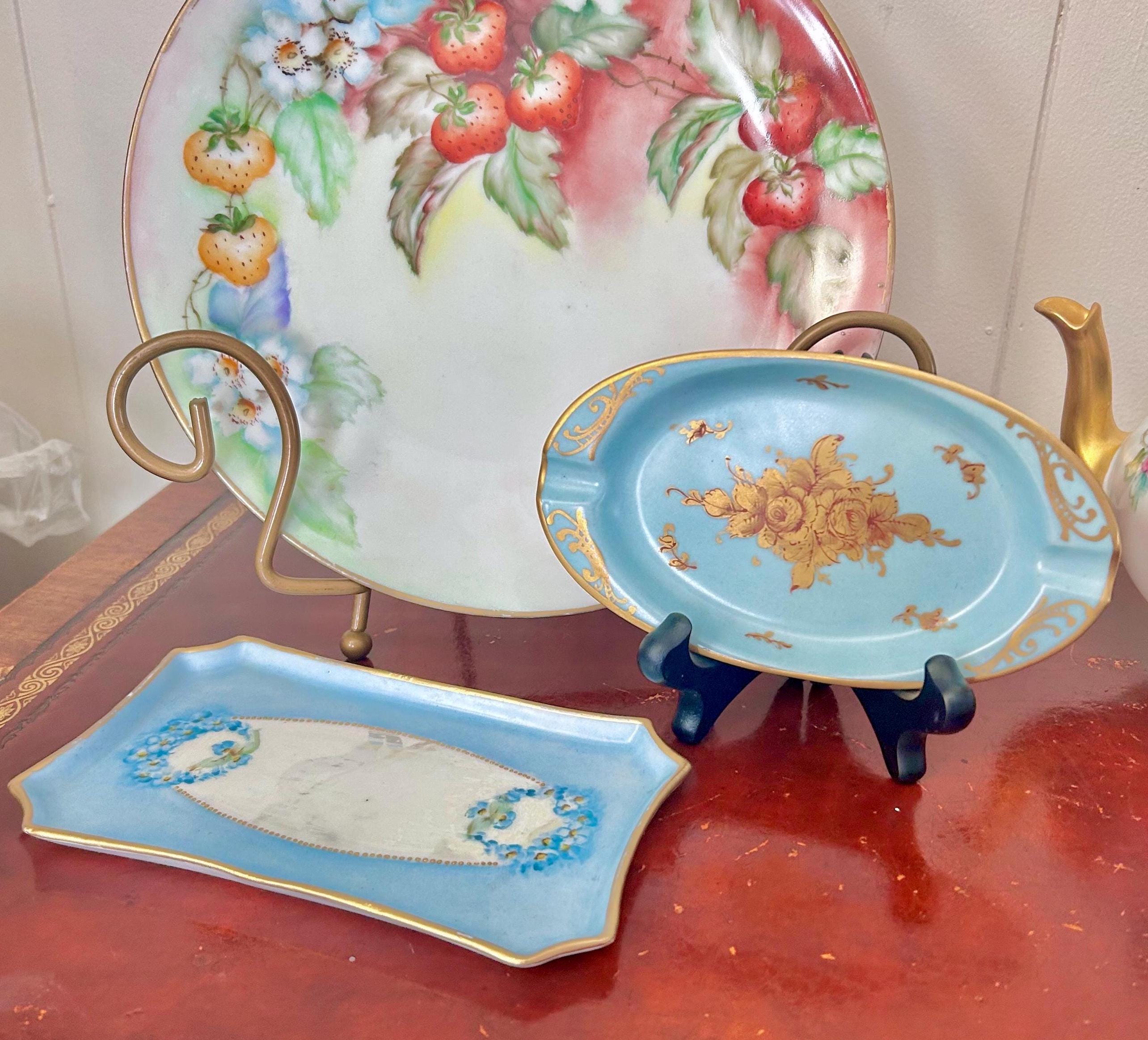 Small Blue Porcelain Dishes Hand-painted Limoges France