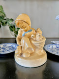Vintage Chalkware Statuette Girl and Chicks