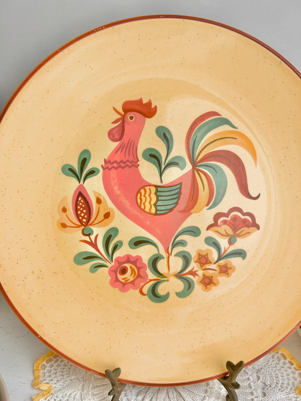 Vintage Taylor Smith & Taylor Rooster Plate: Cottage Farm Reveille Earthenware