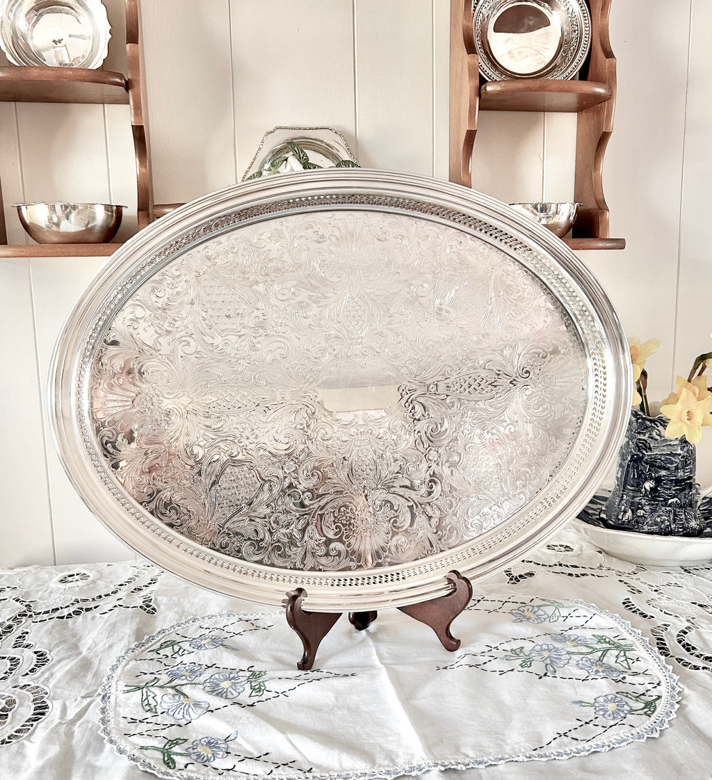 Vintage 22 Inch Silver plate Tray