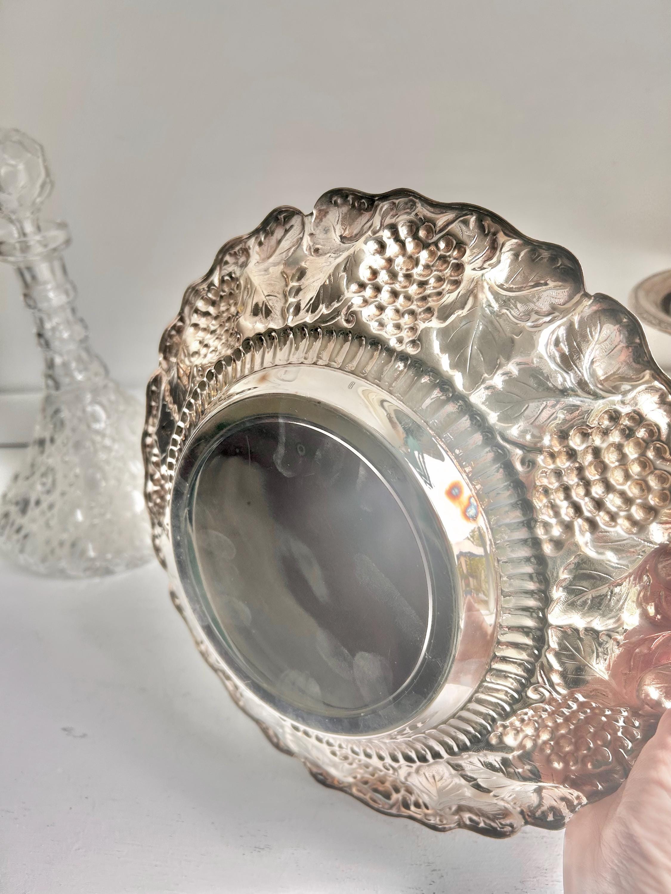 Vintage Silverplate Bowl: William Adams Repousse Grape Cluster Serving Dish