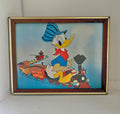 Vintage Donald Duck Print: Toy Train Conductor, Wooden Frame