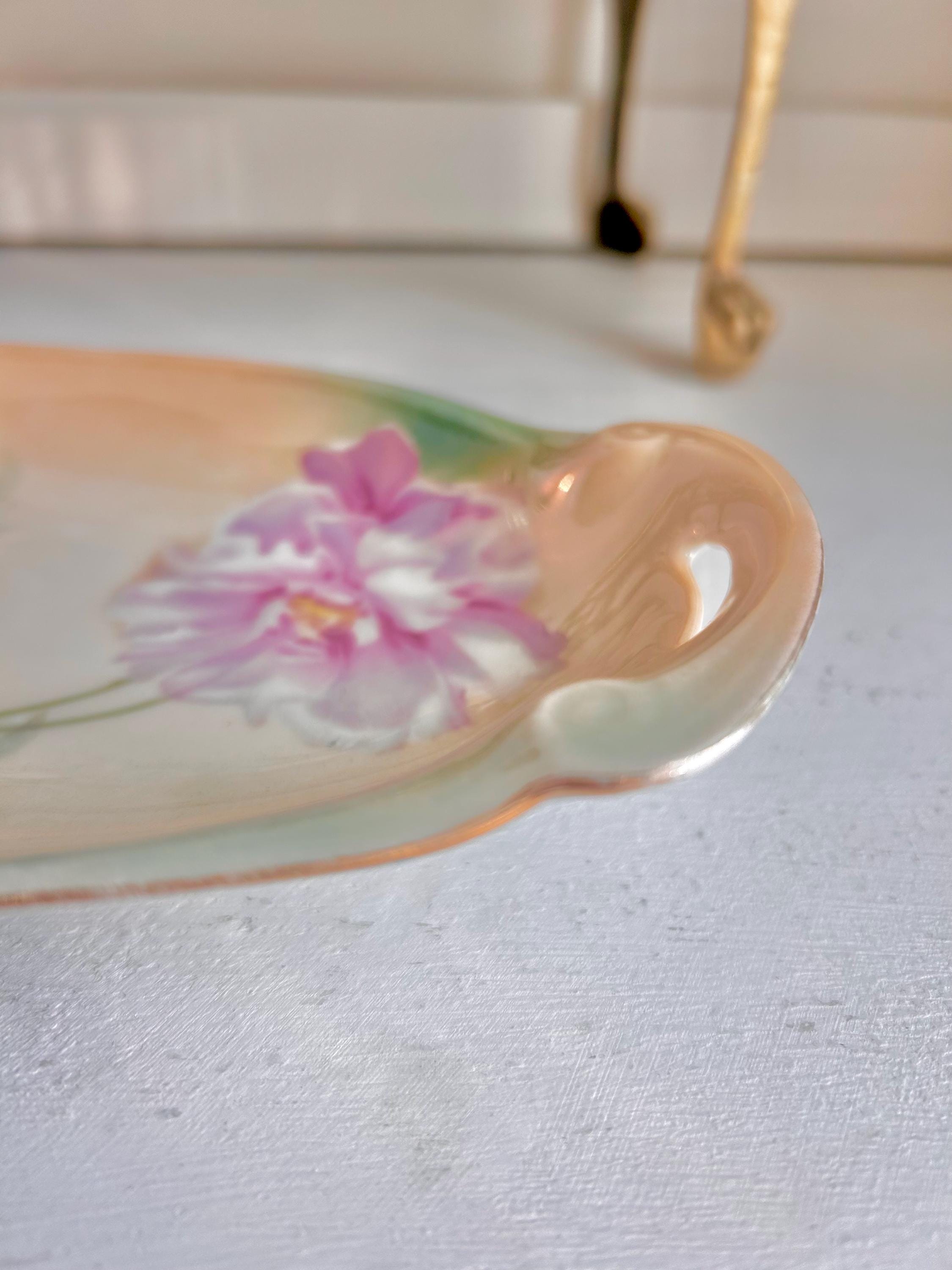 Vintage R.S. Germany Porcelain Serving Bowl: Hand-Painted Pink Roses