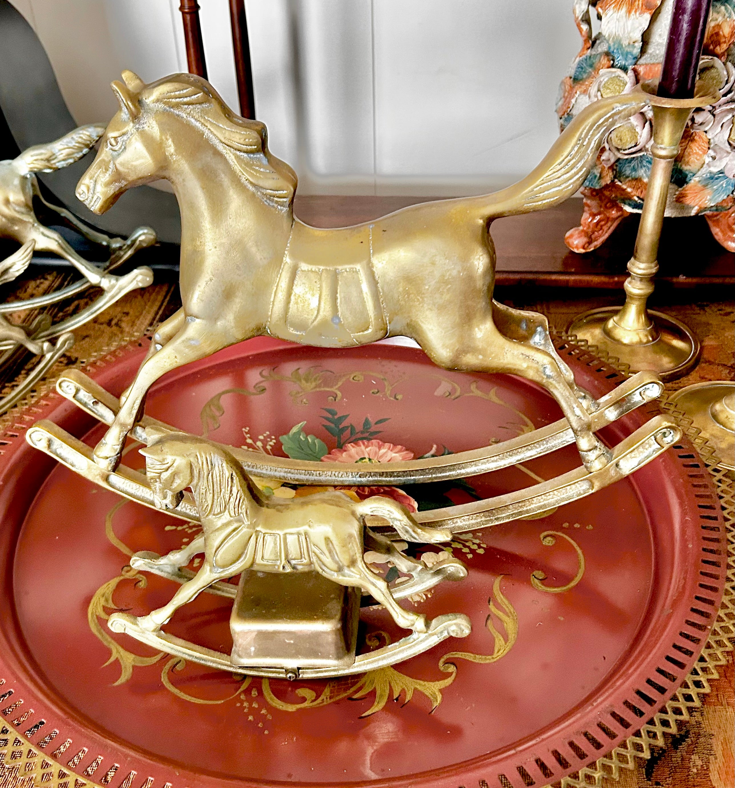 Vintage Solid Brass Rocking Horses