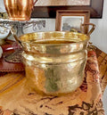 Vintage Hammered Brass Cachepot