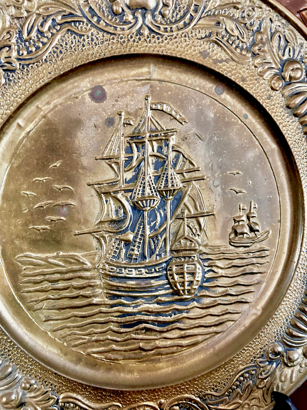 Vintage Brass Repousse Pictoral Plaques