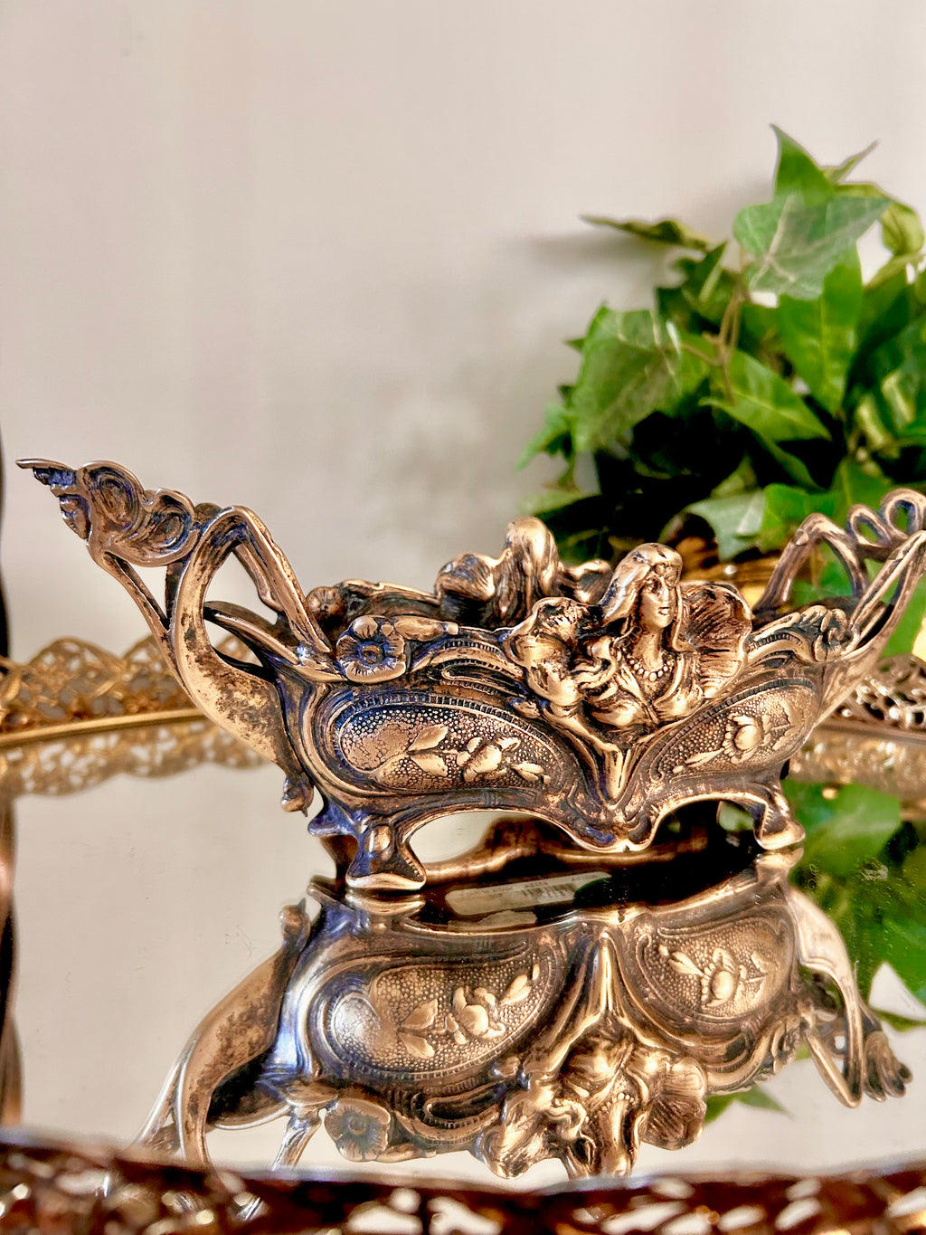 Antique Art Nouveau Brass Jardinier