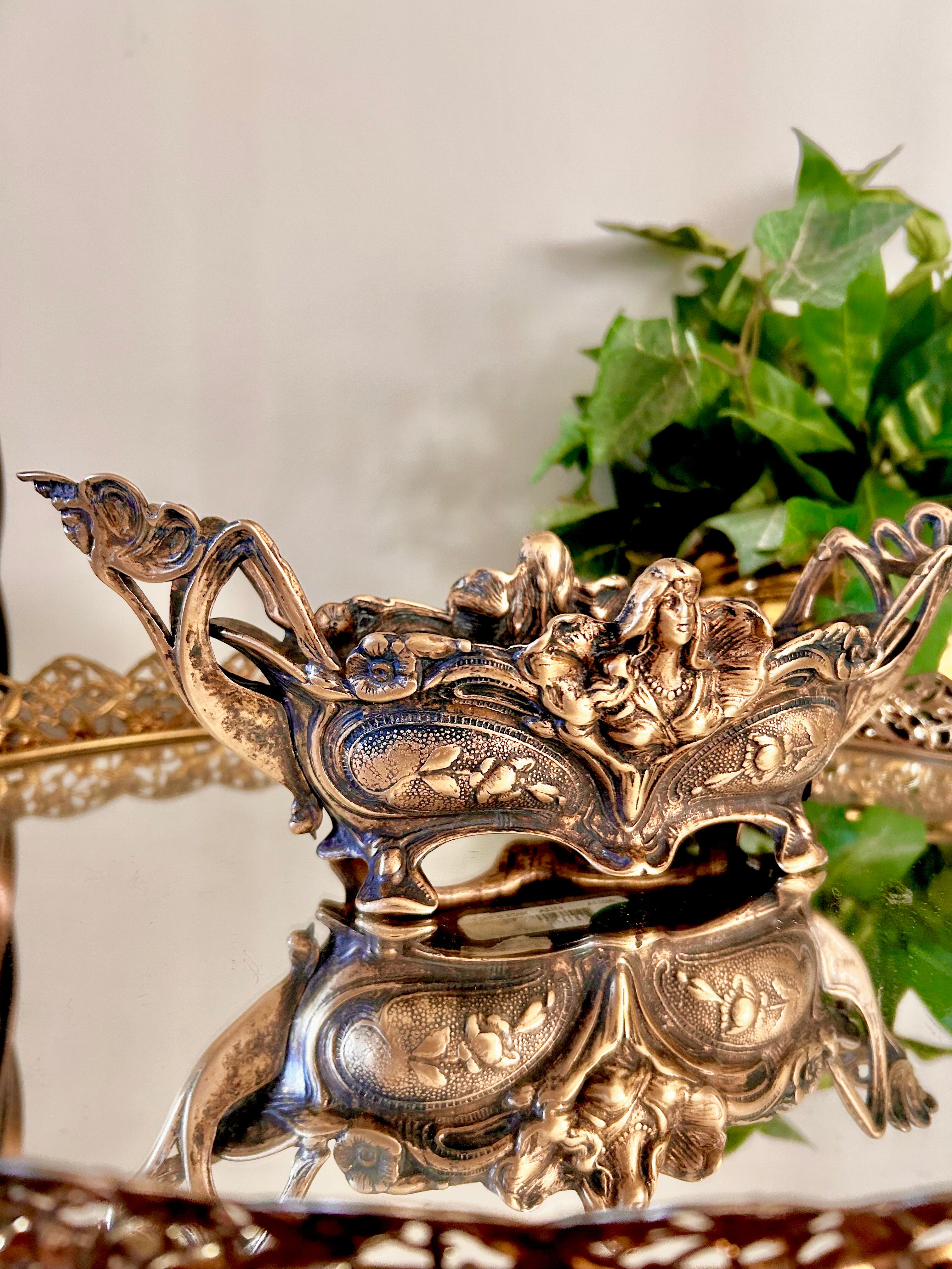 Antique Art Nouveau Brass Jardinier