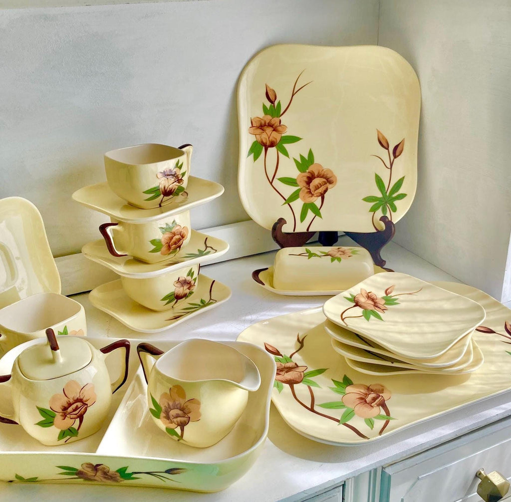 Vintage Weil Ware Ceramic Dining Pieces: Yellow Rose Pattern