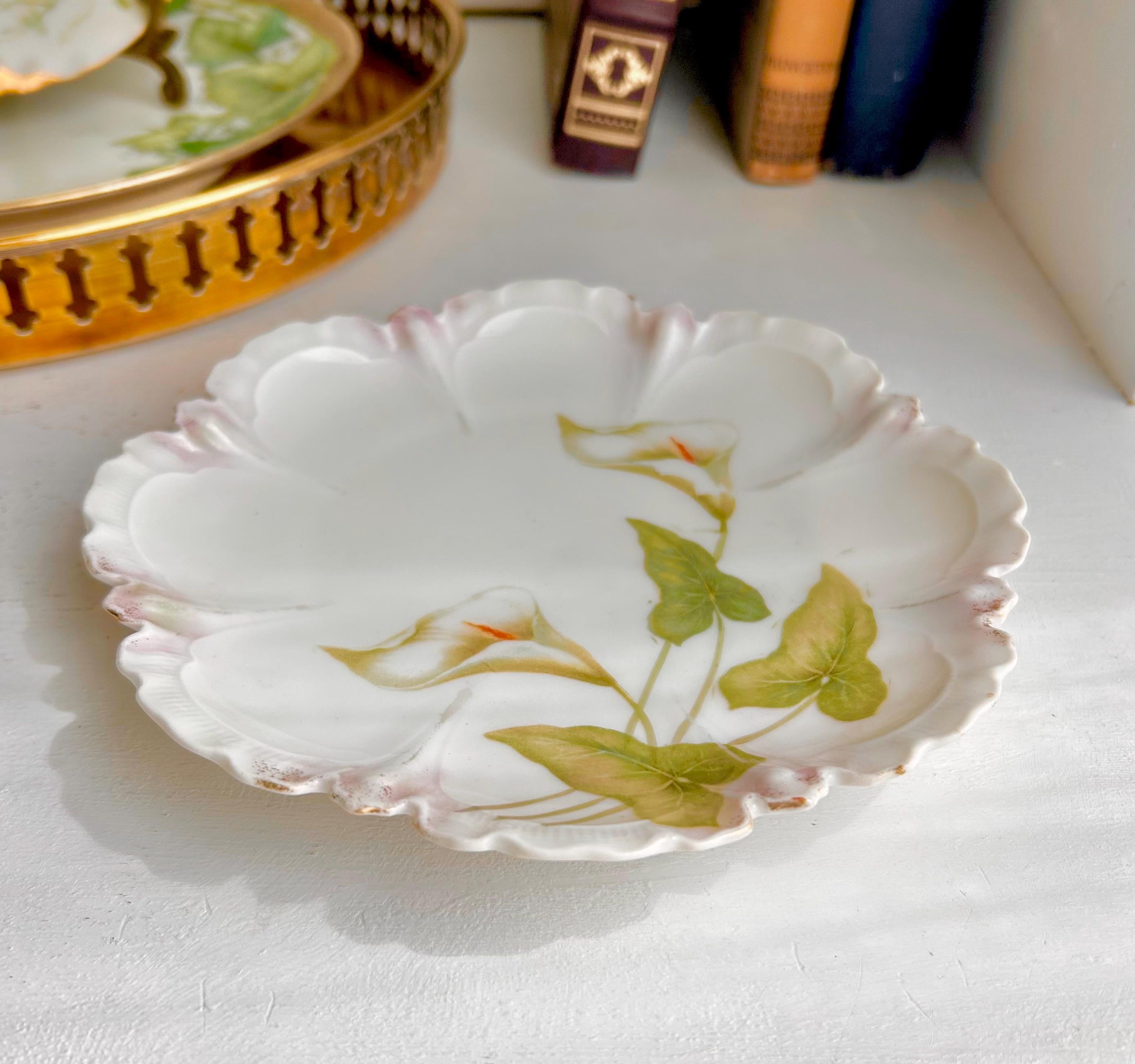 Vintage Reinhold Schlegelmilch Porcelain Bread Plate: Calla Lily Pattern, Germany