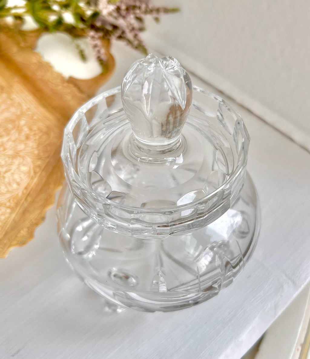 Vintage Crystal Candy Dish with Lid: Brilliant Cut Glass Bowl