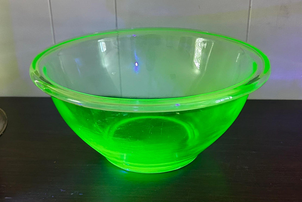 Vintage Uranium Glass Mixing / Serving Bowl by Hemingray Glass Co