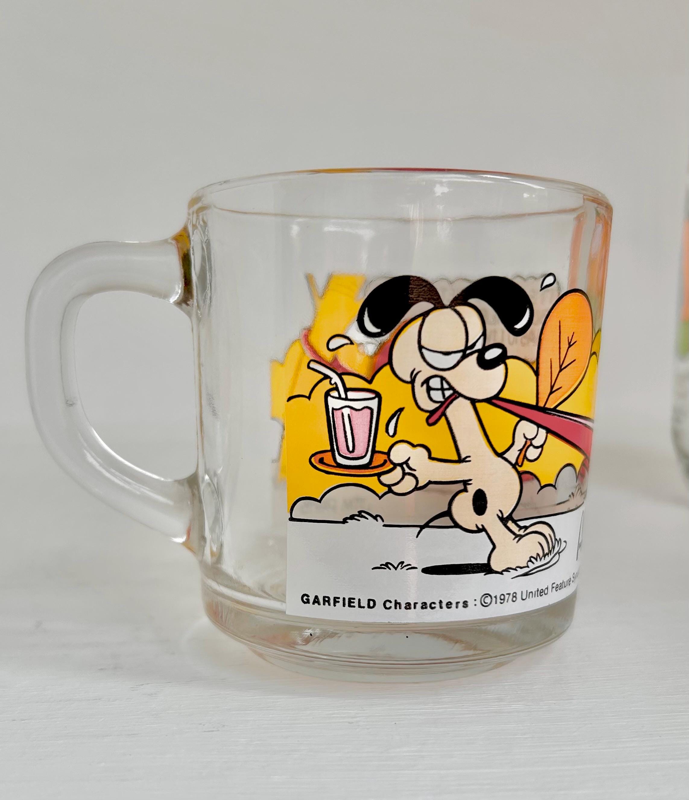 Vintage 1978 Garfield McDonald's Mug: Jim Davis Comic Art Glass Cup
