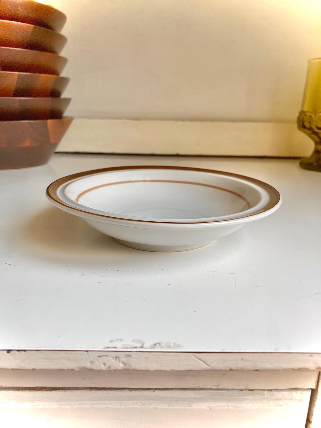 Vintage Monterrey Stoneware Fruit Bowls - Brown Banded Set of 4
