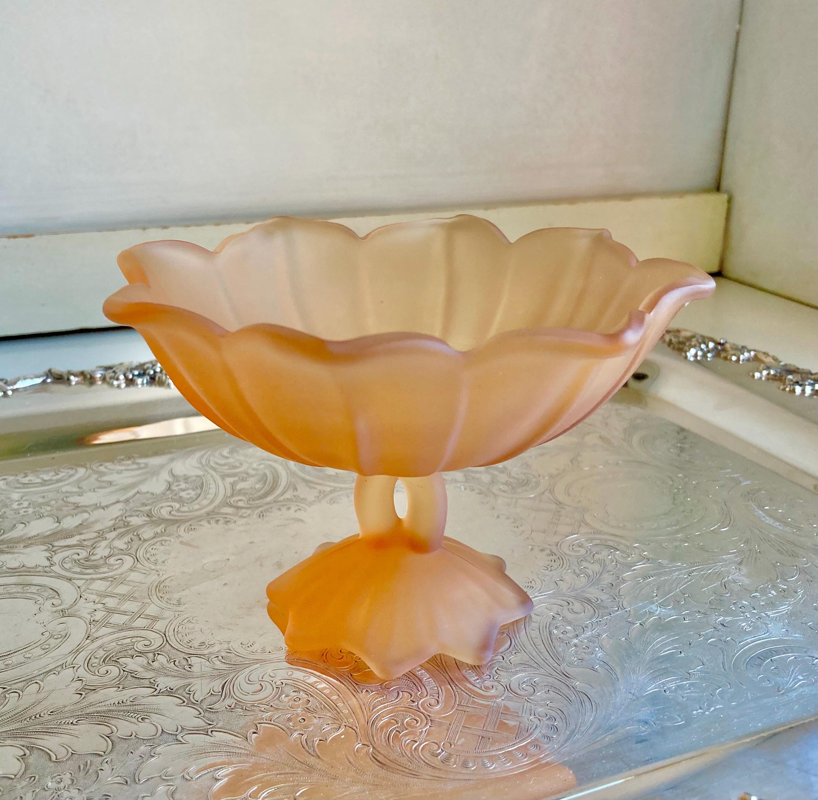 Vintage Amber Glass: Choose from Gilt Octagon Plate or Frosted Flower Compote