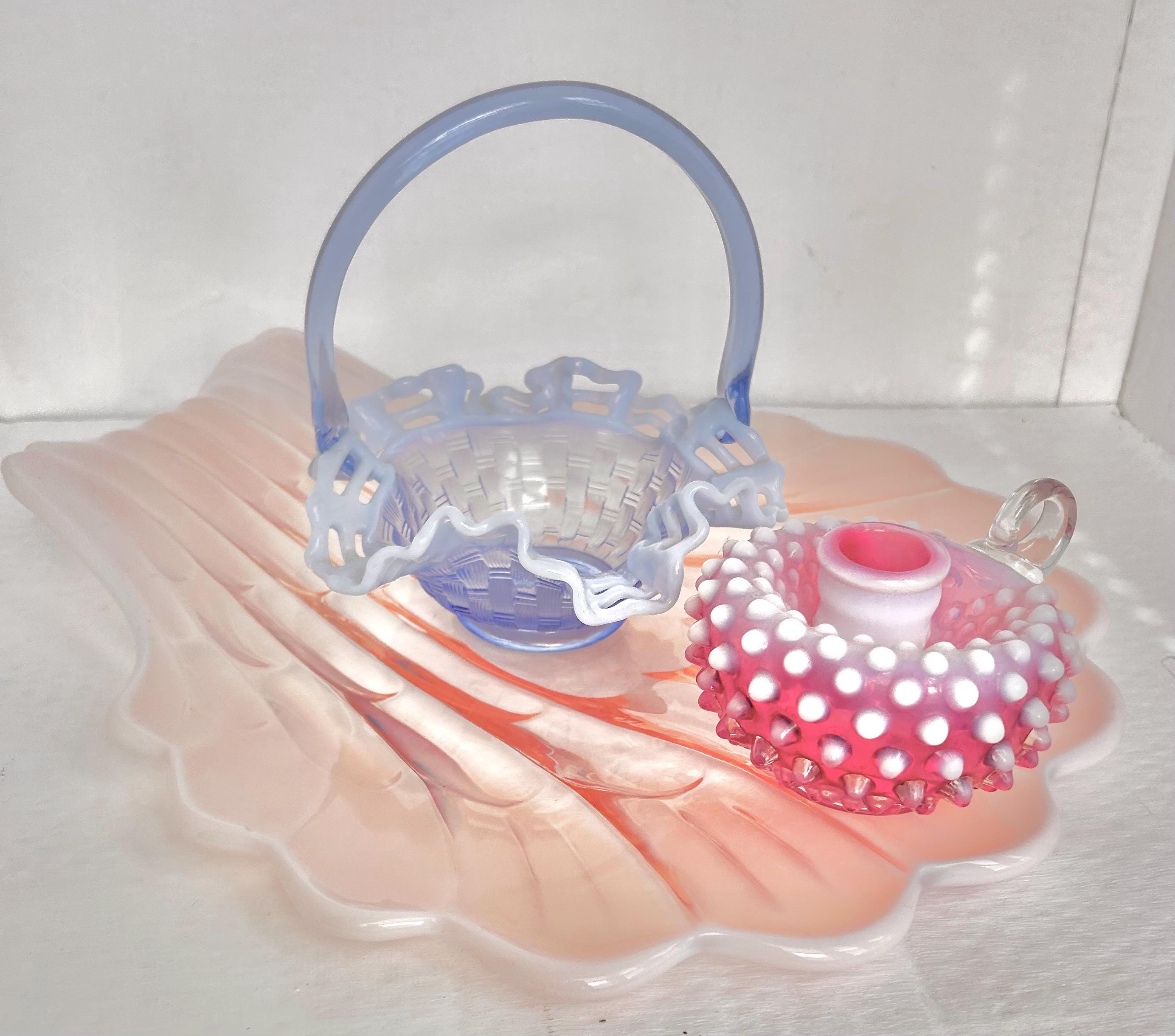 Vintage Opalescent Glass in Blush, Cranberry, Periwinkle - Fenton, Duncan Miller