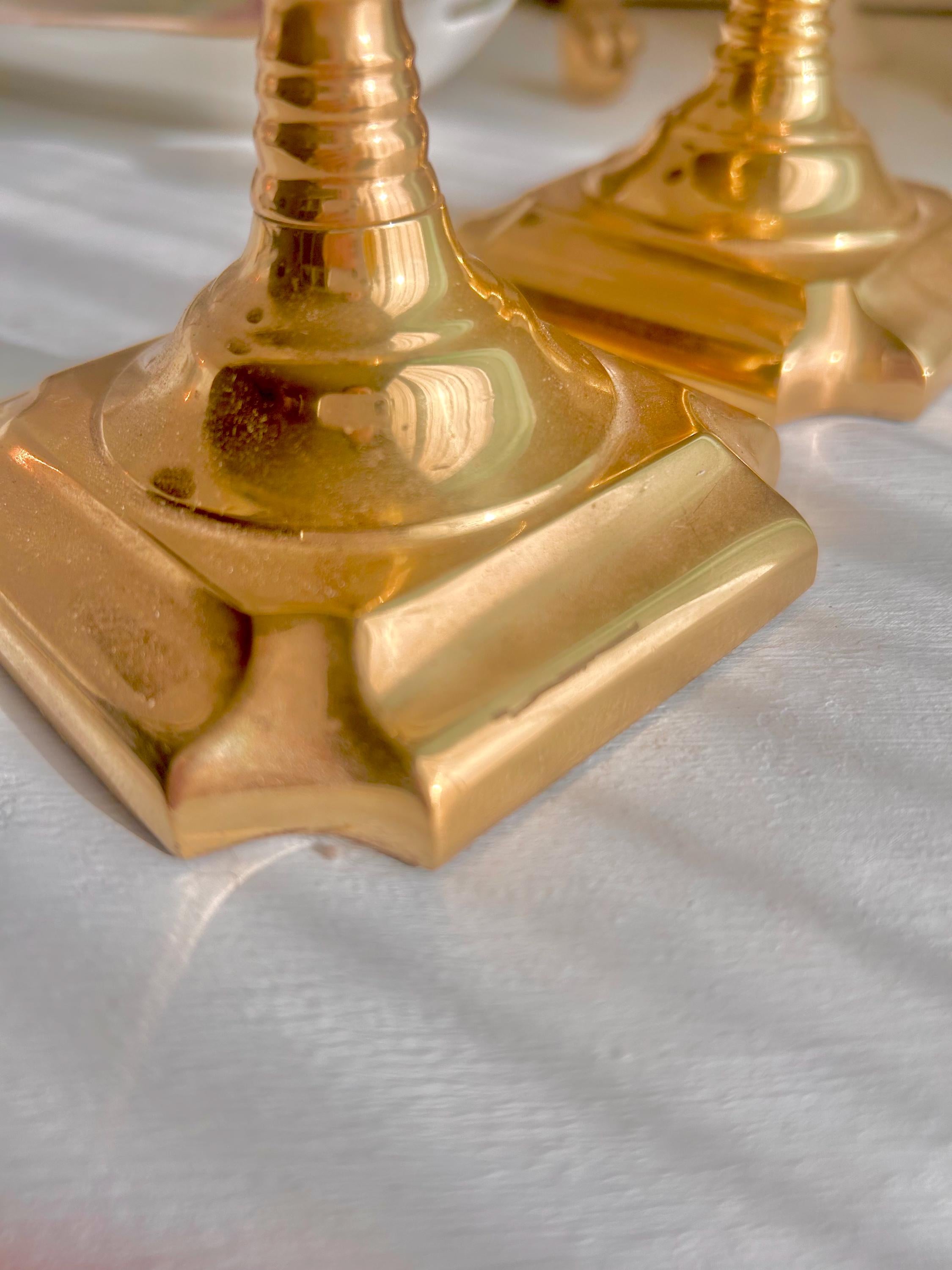 Vintage Solid Brass Candlestick Pair: Classical Taper Candle Holders
