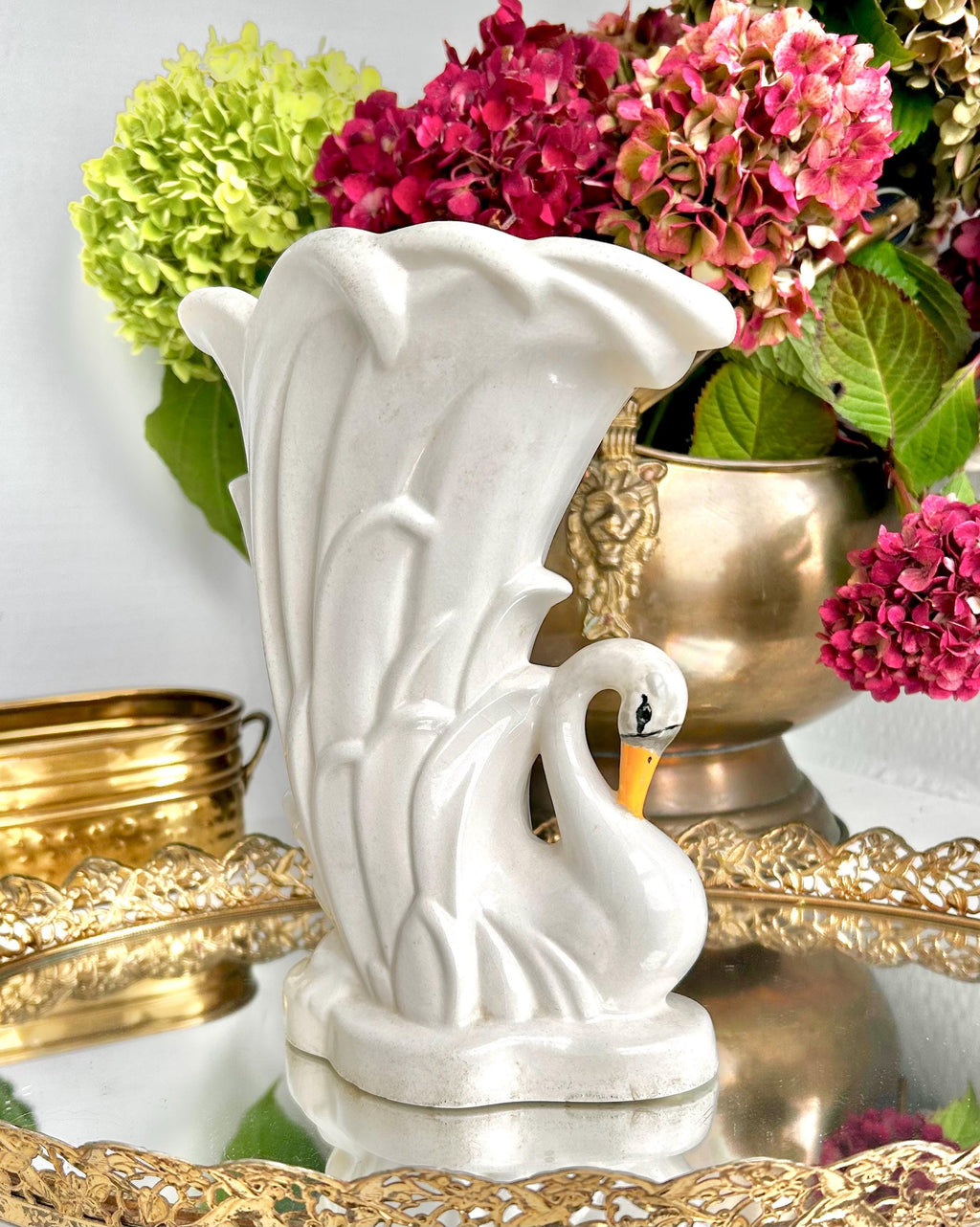 Vintage Ceramic Swan Vase by Stephen F. Austin