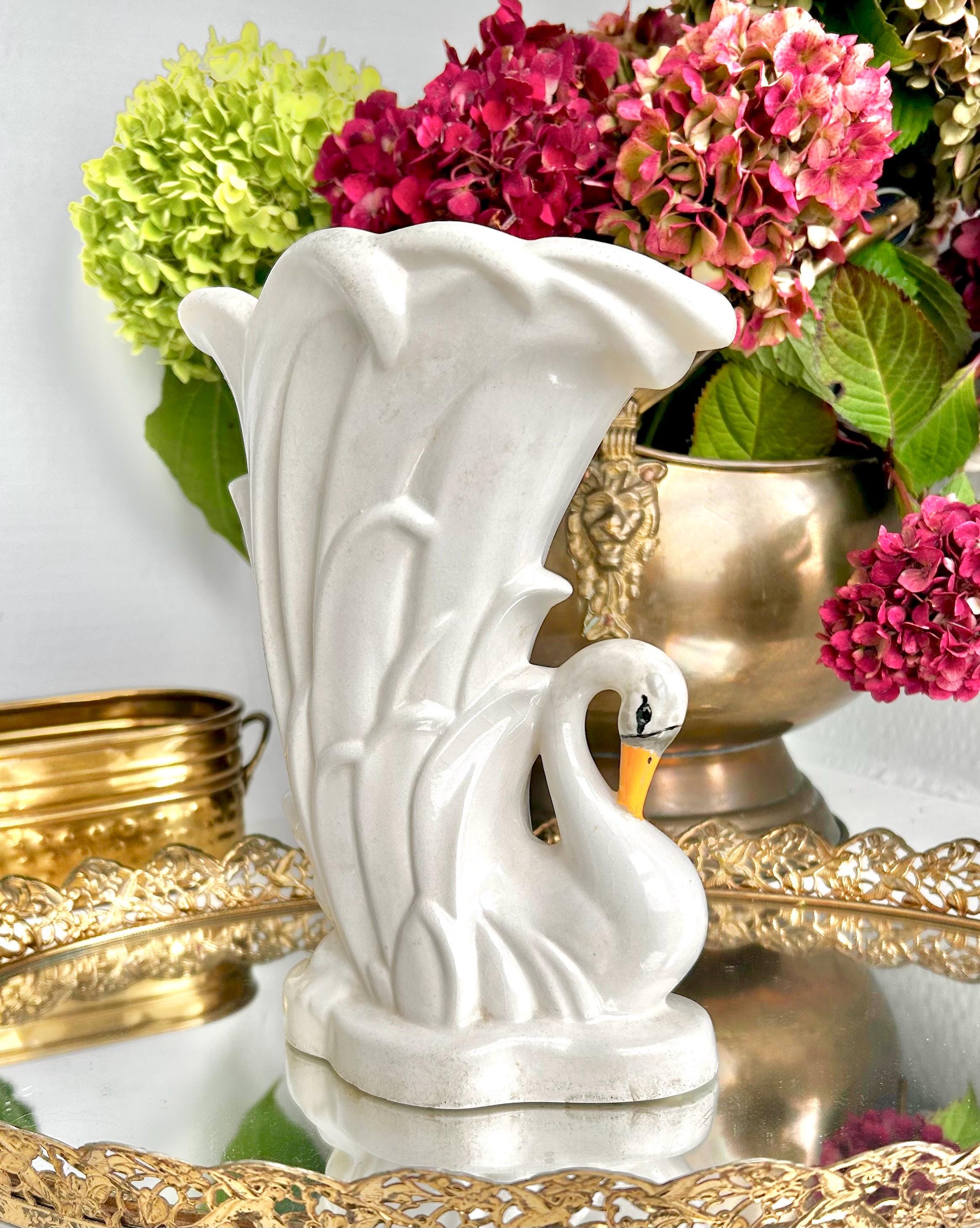 Vintage Ceramic Swan Vase by Stephen F. Austin