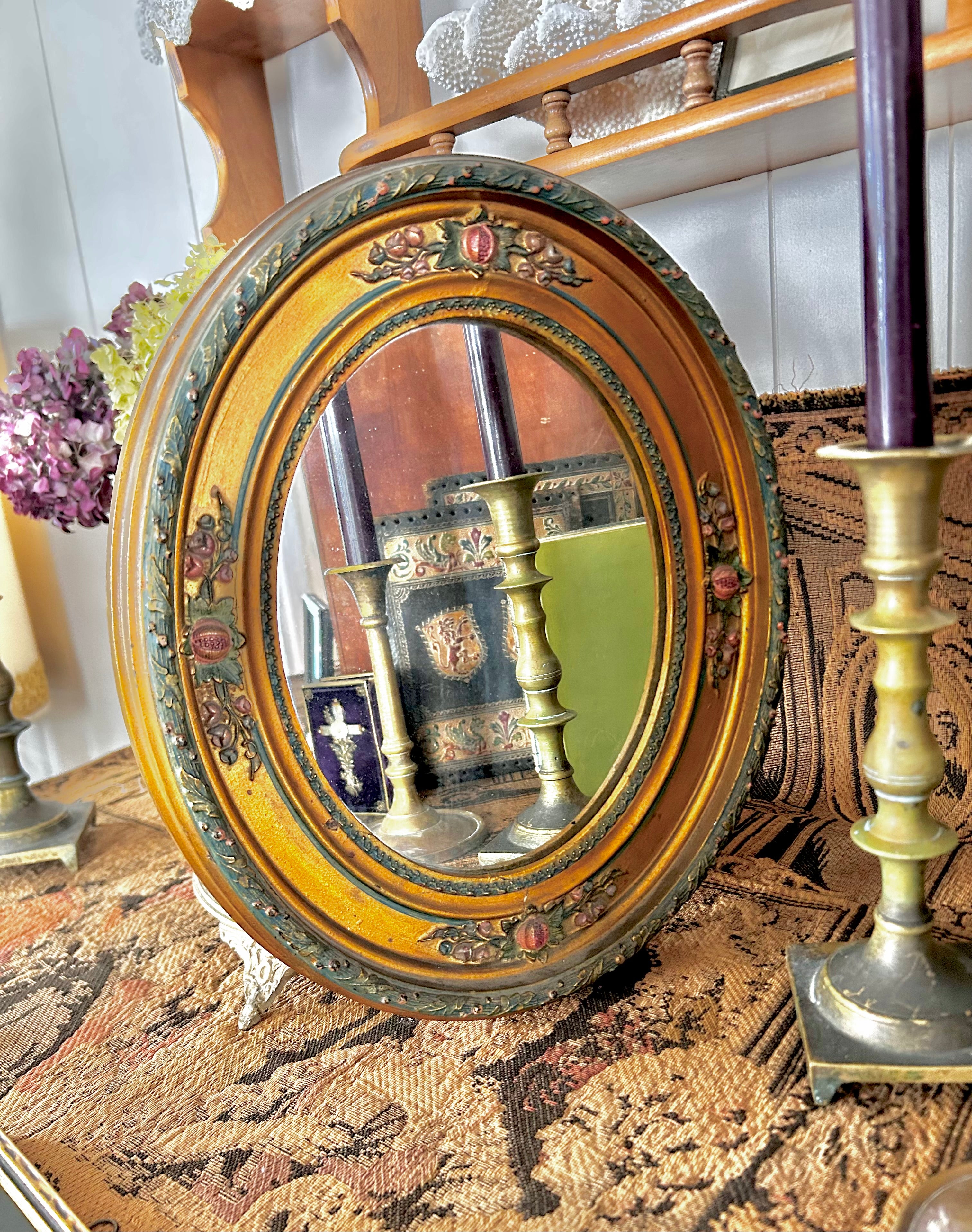 Antique Ornate Oval Mirror
