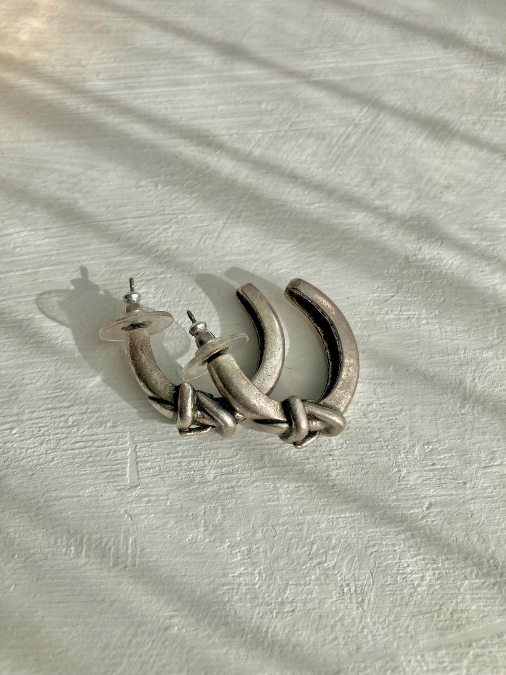 Vintage GUESS Silver Tone Belt Buckle Hoop Earrings